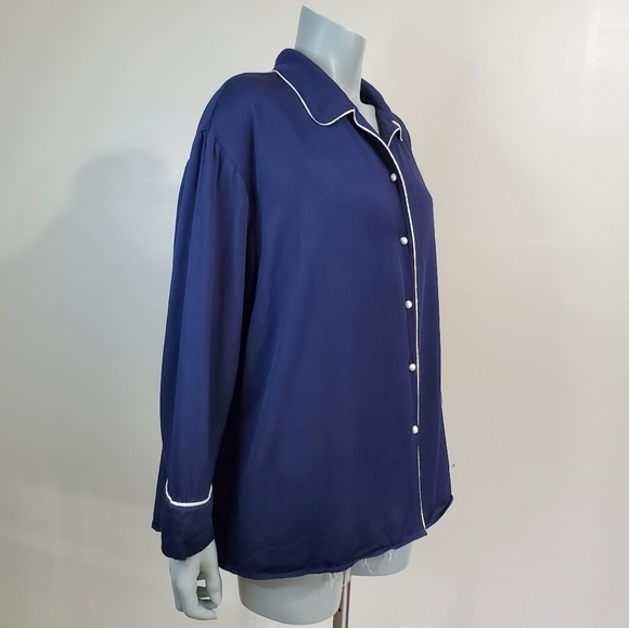 ARITZIA Wilfred "Char" Navy Pajama Top Blouse Size L - Picture 5 of 14